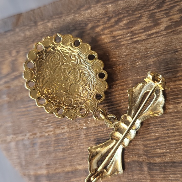 Vintage Vtg Gold Tone & Simulated Pearl Brooch Pins - Picture 7 of 10